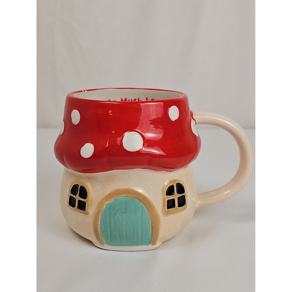Mushroom House Mug Red White Polka Dot Ceramic Cottagecore So Mush Love